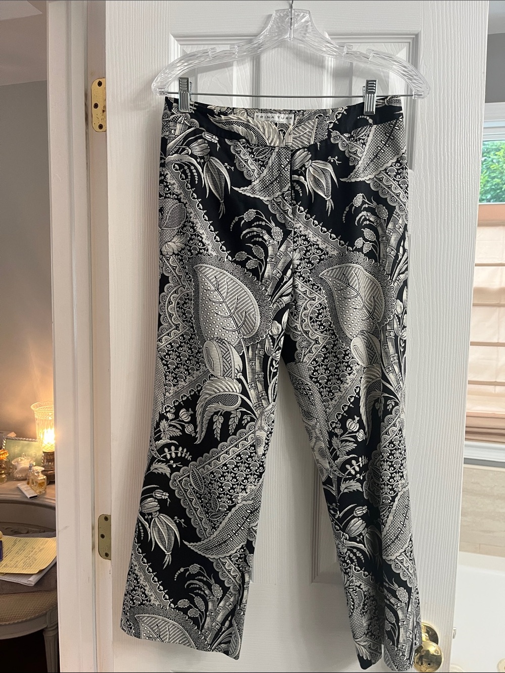 Trina Turk black and white patterned dress up pants